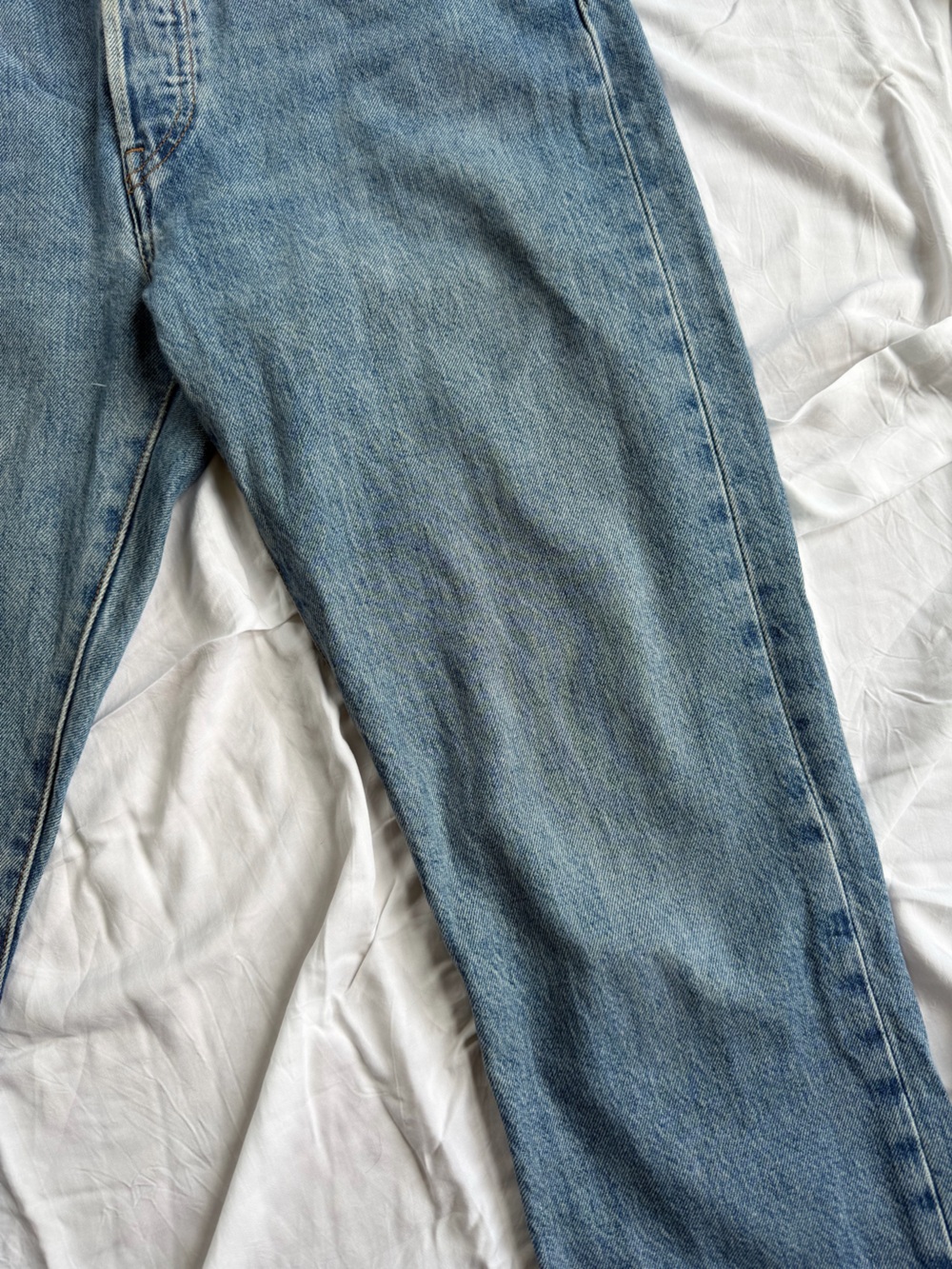Levi’s Premium 501 Original Cropped Jeans W28 L28 Button Fly “Jokes on You”wash - Picture 6 of 13